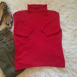 SISLEY wool short sleeve turtleneck sweater, sz L